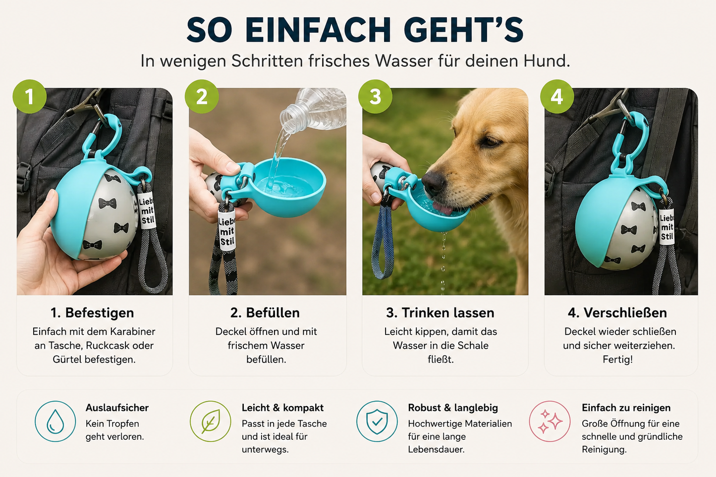 2-in-1 tragbare Hundetrinkflasche