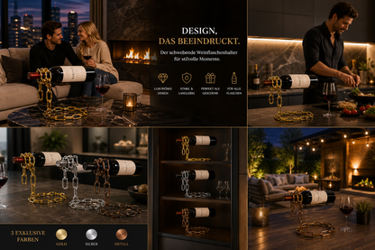 Magischer Weinflaschenhalter – Schwebende Metallkette als elegantes Deko-Highlight