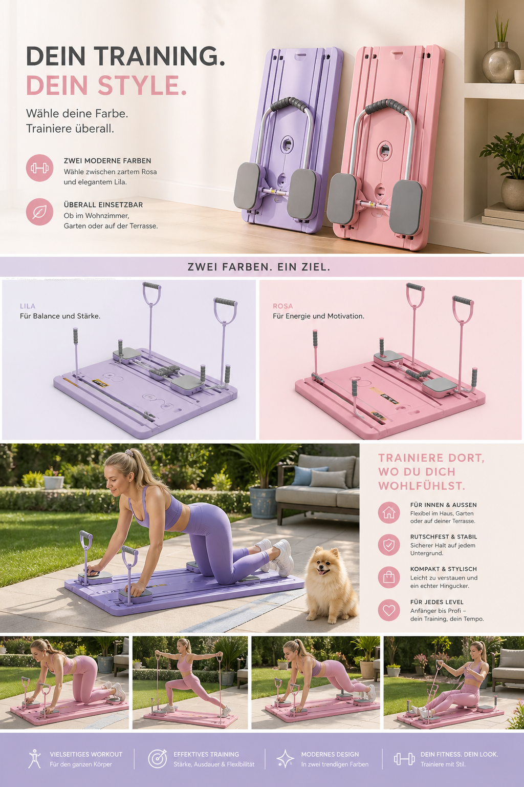 Multifunktionales Fitness- & Pilates-Board