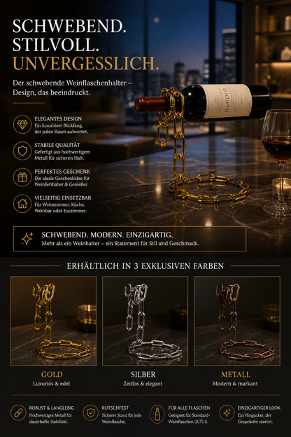 Magischer Weinflaschenhalter – Schwebende Metallkette als elegantes Deko-Highlight