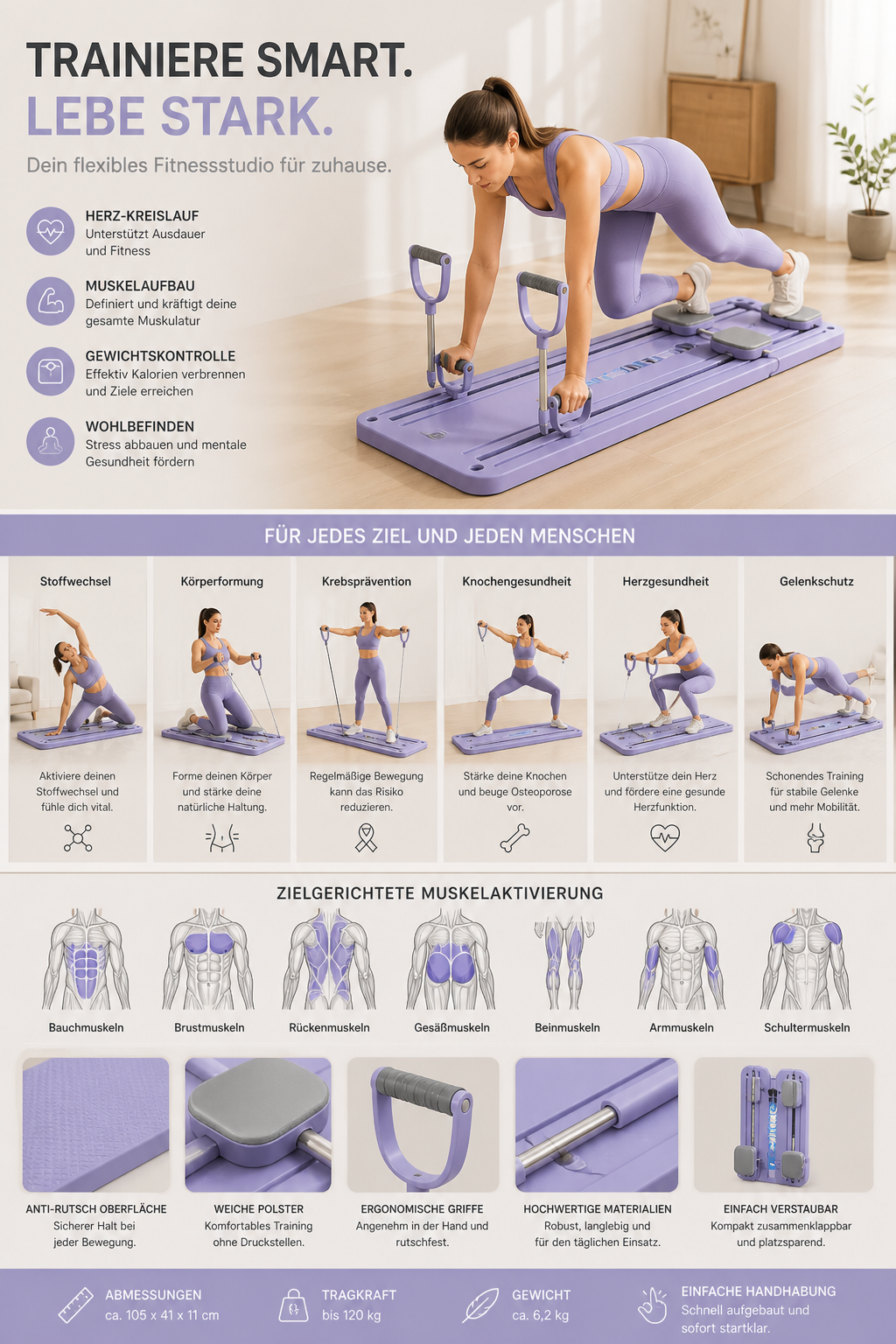 Multifunktionales Fitness- & Pilates-Board