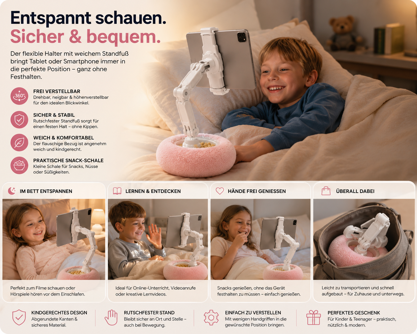 Handyhalter mit Snack-Ablage